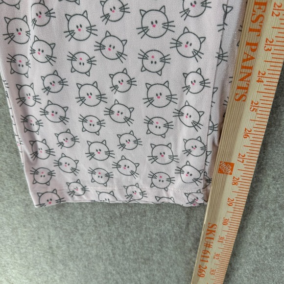 Pillow Talk Jersey Knit Cat Print Pajamas Set LARGE‎ Pink 2PC Sleepwear Set - Picture 12 of 14